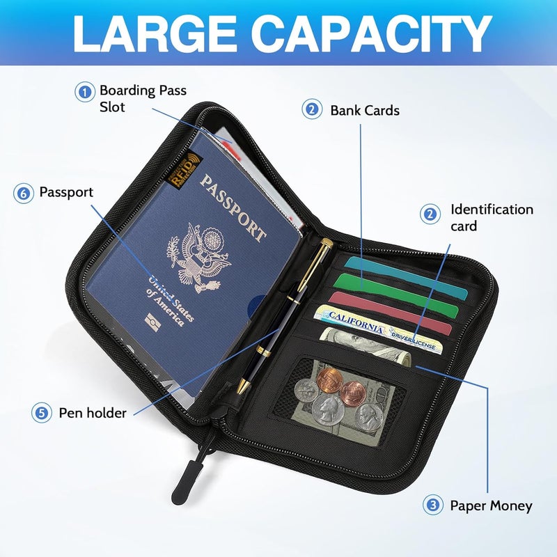 TOPBAG Passport Holder for Travel, Women Rfid Blocking Passport Wallet, Travel Essentials Premium Wallets, Waterproof Passport Holders Bag for Men Traveling, Travel Document Organizer Credit Cards Case - Image 3